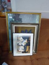 Framed and glazed Beryl Cook print with 2 further prints