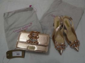 +VAT Louise David Luxury Label matching handbag and shoes size EU40 in rose gold with dust bags