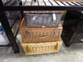 Stack of various wicker baskets