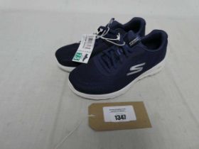 +VAT Unboxed pair of womens Skechers Go Walk trainers in navy (size 4.5)