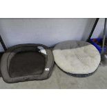 +VAT Large grey and cream Kirkland Signature circular dog bed with Kirkland Signature 2 tone brown