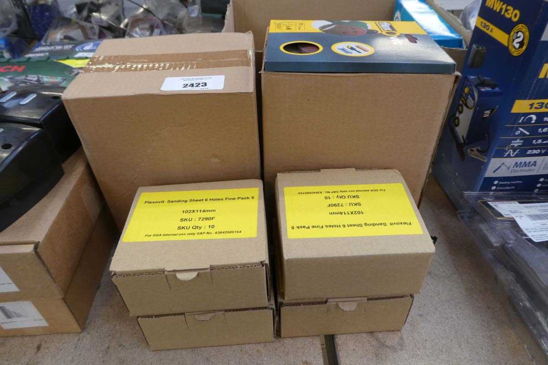 +VAT 2 boxes containing 40 packs of Flexovit 150mm. sanding discs (120grip), together with 4 boxes