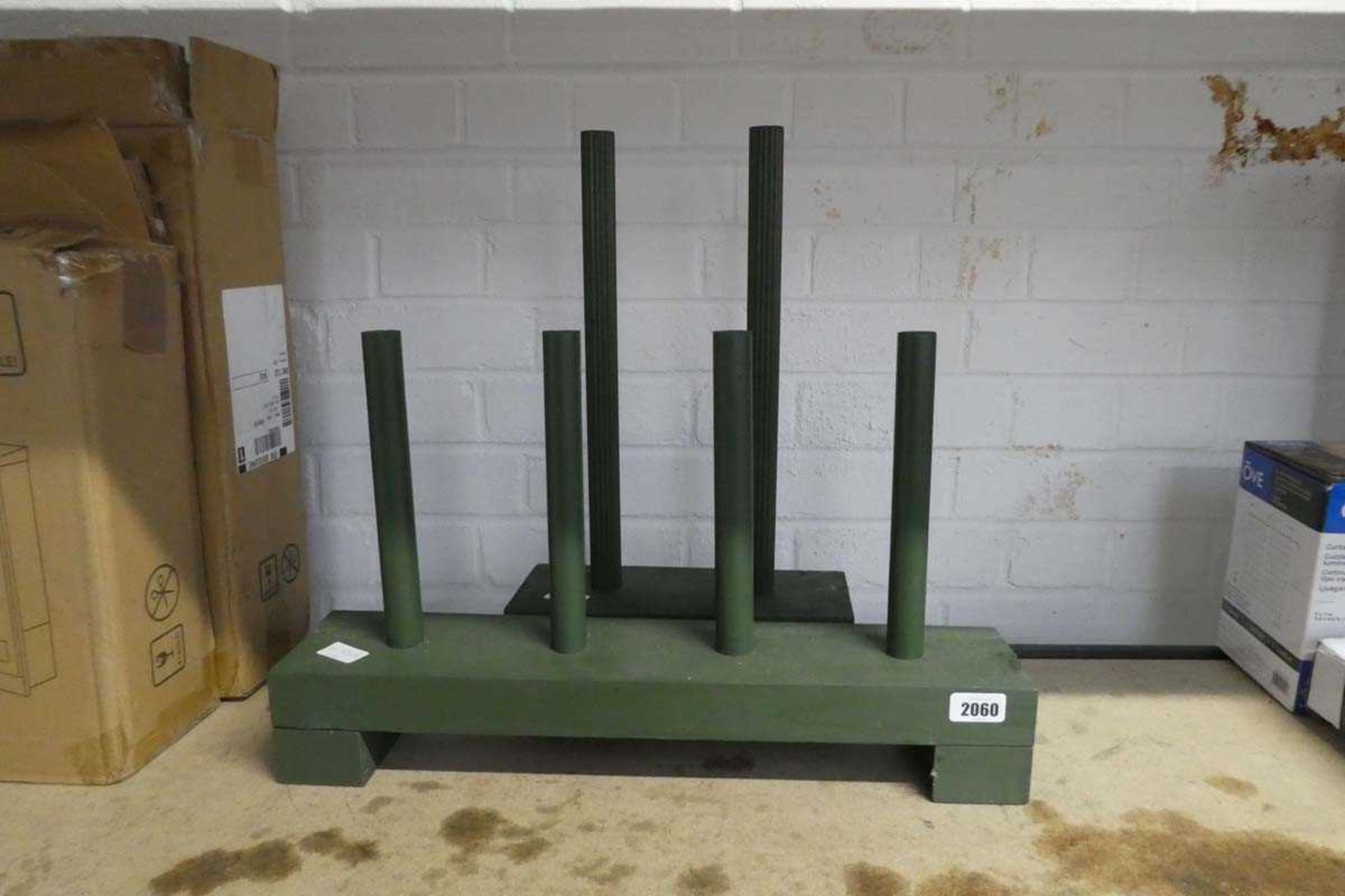 Pair of wooden green painted outdoor boot stands