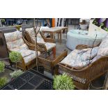 +VAT Cane 4-piece conservatory set, comprising a 2 seater sofa, 2 armchairs each with matching