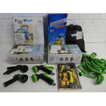 +VAT Quantity of outdoor garden hosing incl. 2 100' extending magic hoses, boxed hose reel, boxed 5L