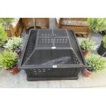 Black and bronze coloured outdoor square shaped modern firepit