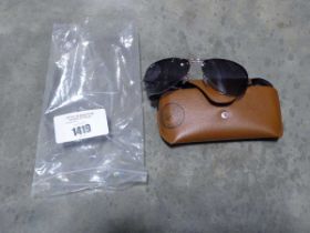 +VAT Pair of Ray-ban aviator style sunglasses with brown case
