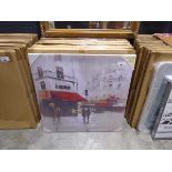 +VAT 10 boxed pieces of canvas art depicting French cafe scene