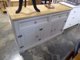 Modern grey sideboard with pine surface