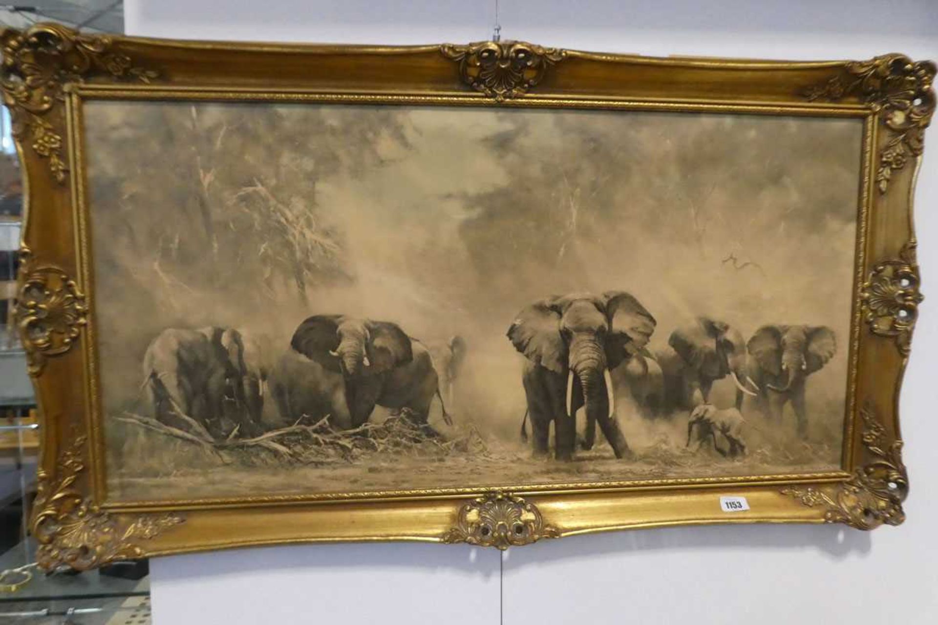 Large gilt framed David Shepherd print of elephants - Image 2 of 2