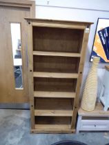 Modern pine open fronted deep bookcase