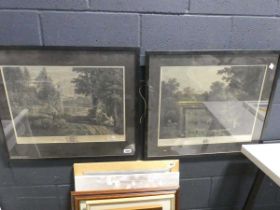 Black framed etching of classical scene from original picture of Annibeale Caracci with another