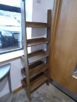 Modern hardwood effect leaning shelf unit