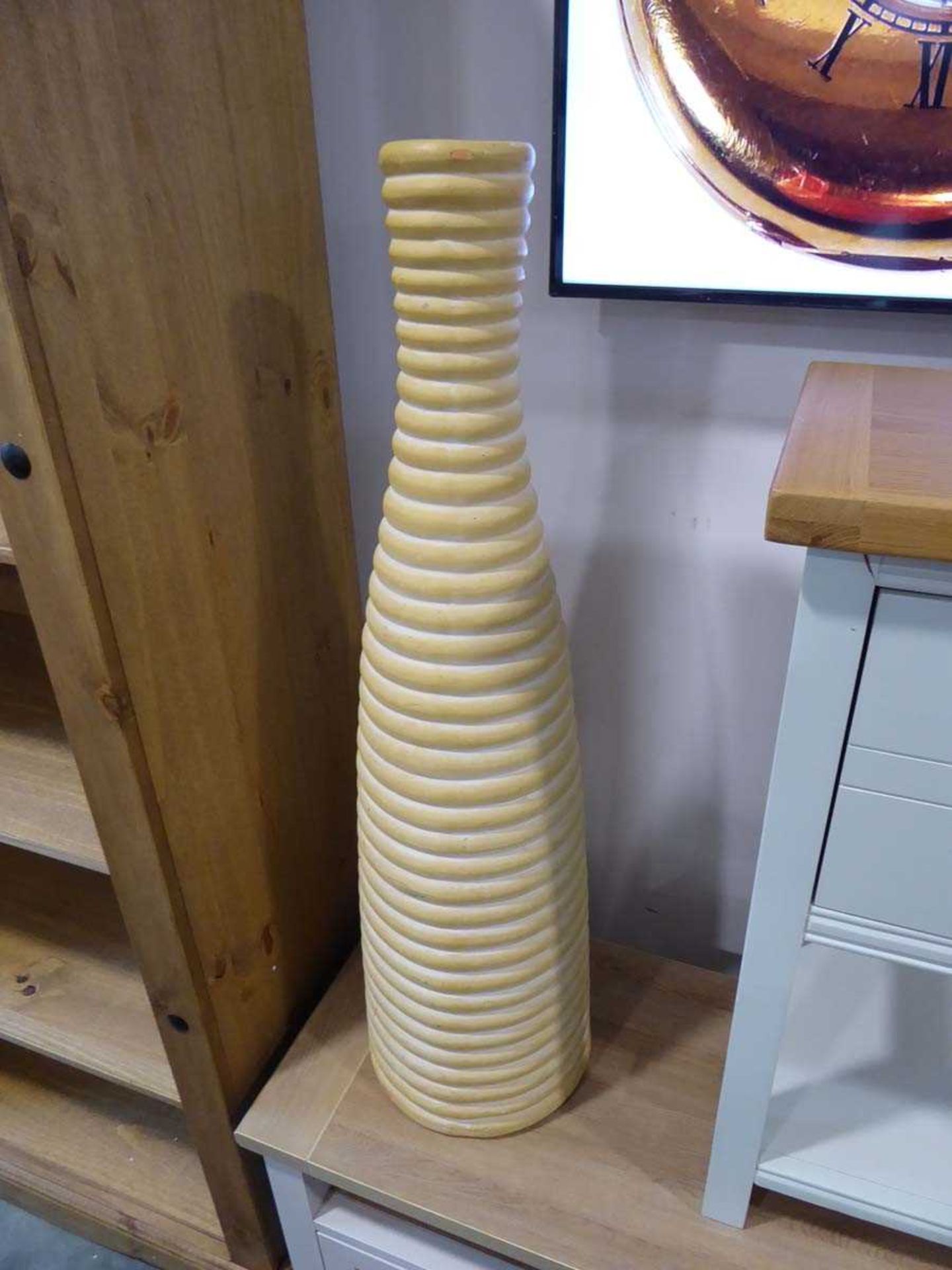 Large ribbed yellow vase