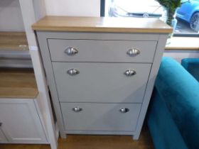 Modern grey shoe storage unit with light oak effect surface