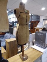 Adjustable dressmakers mannequin by Penneys on turned wooden stand