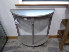 Modern grey demi-lune 2 tier side table