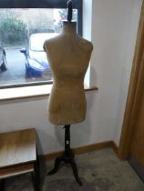 Free standing dressmakers mannequin on turned tripod support