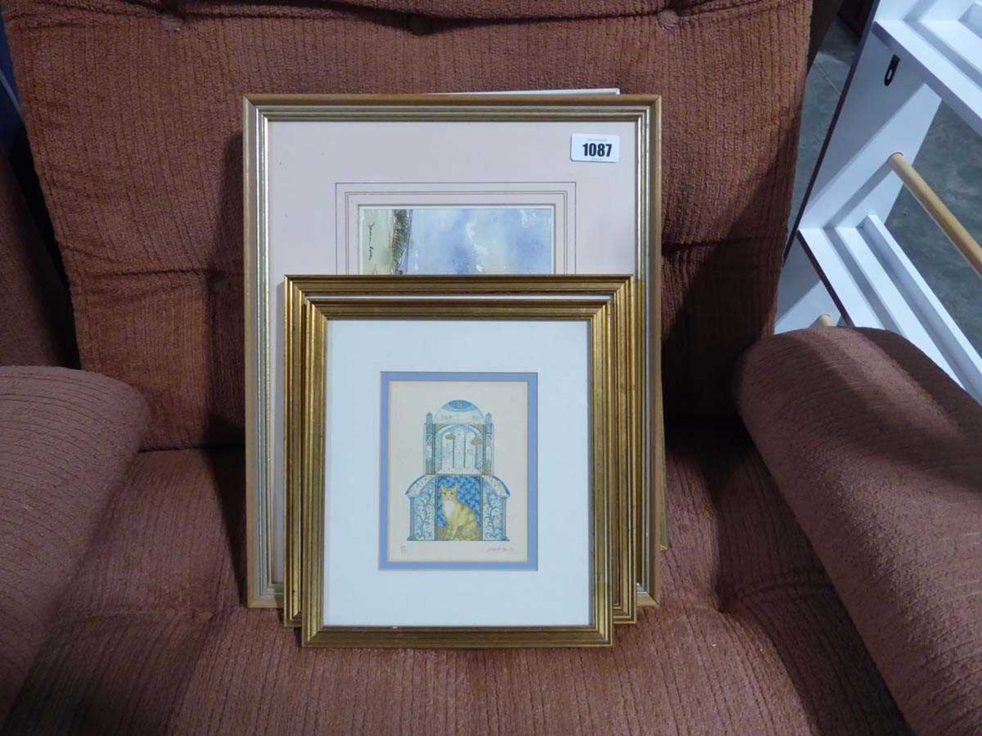 Collection of 5 various framed pictures, including a painting of the Algarve, Portugal;