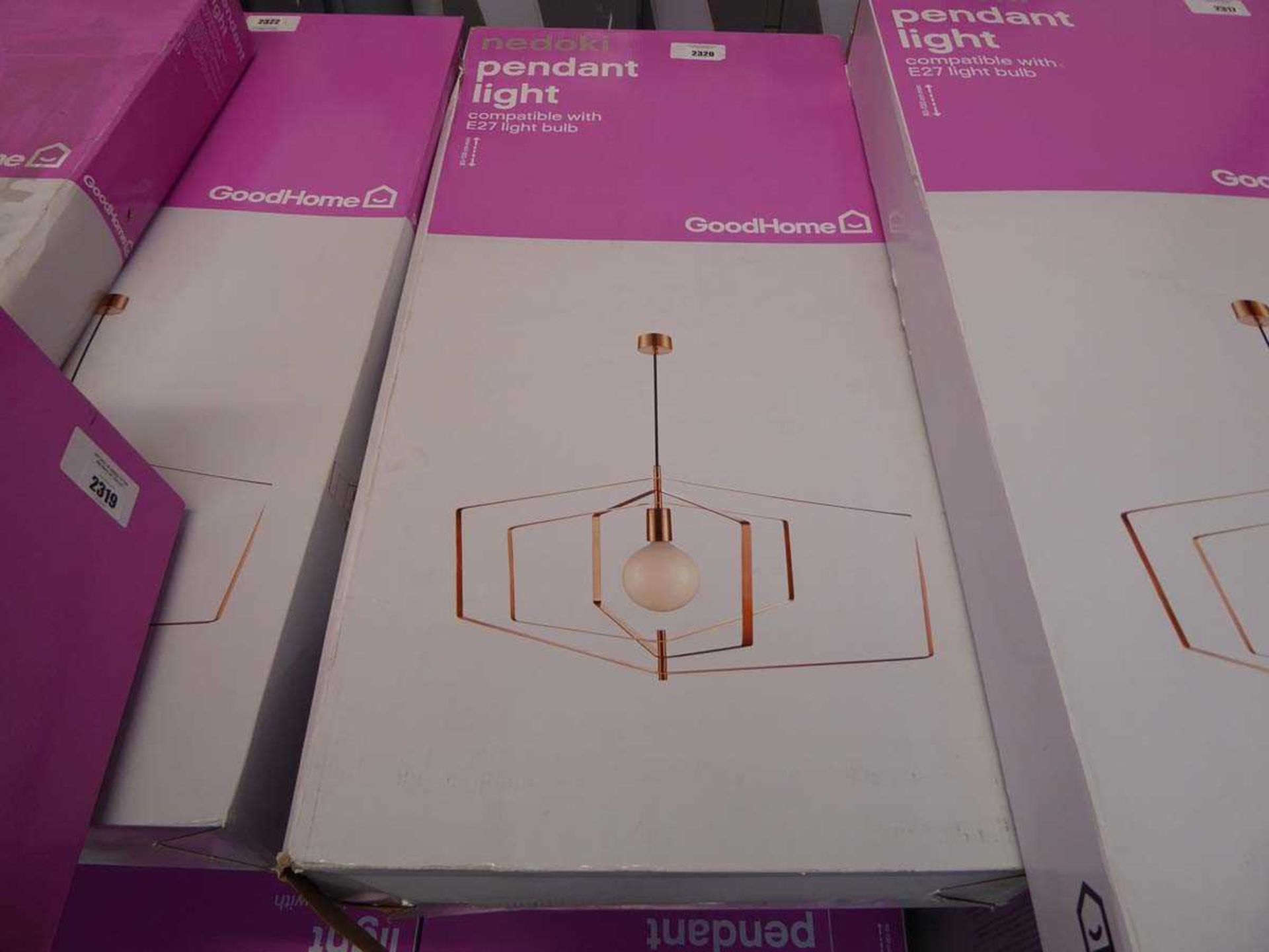 +VAT Boxed Nedoki copper coloured pendant light