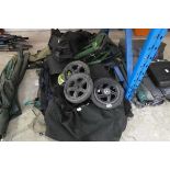 Large quantity of Daiwa match fishing bags, nets, holdalls, etc.