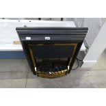 Modern black and gold coloured fireplace suite with remote control