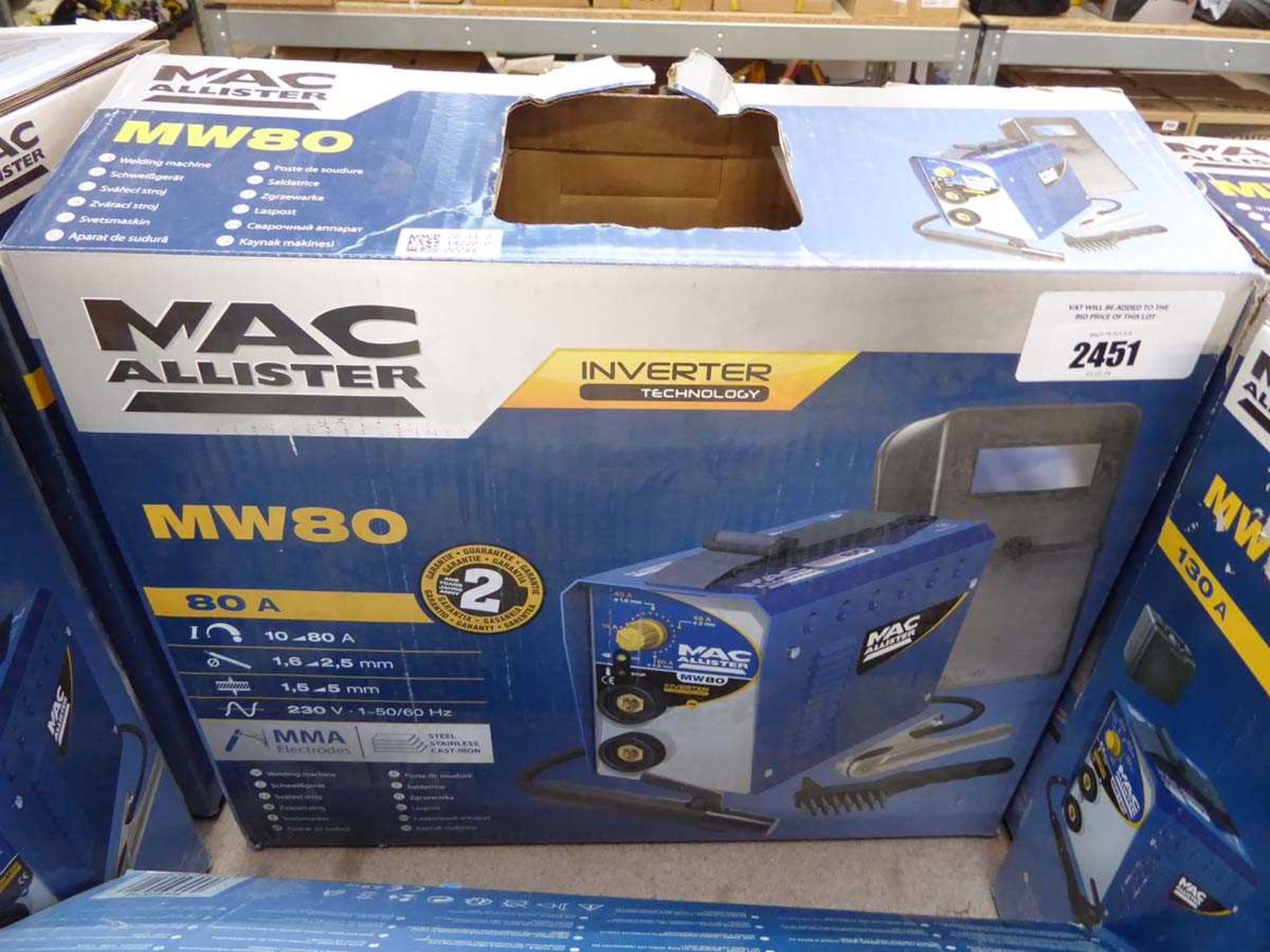 +VAT Mac Allister MW80 inverter welding machine (Grade A stock), boxed