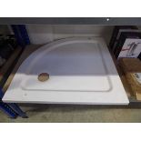 White fibre glass corner shaped shower tray