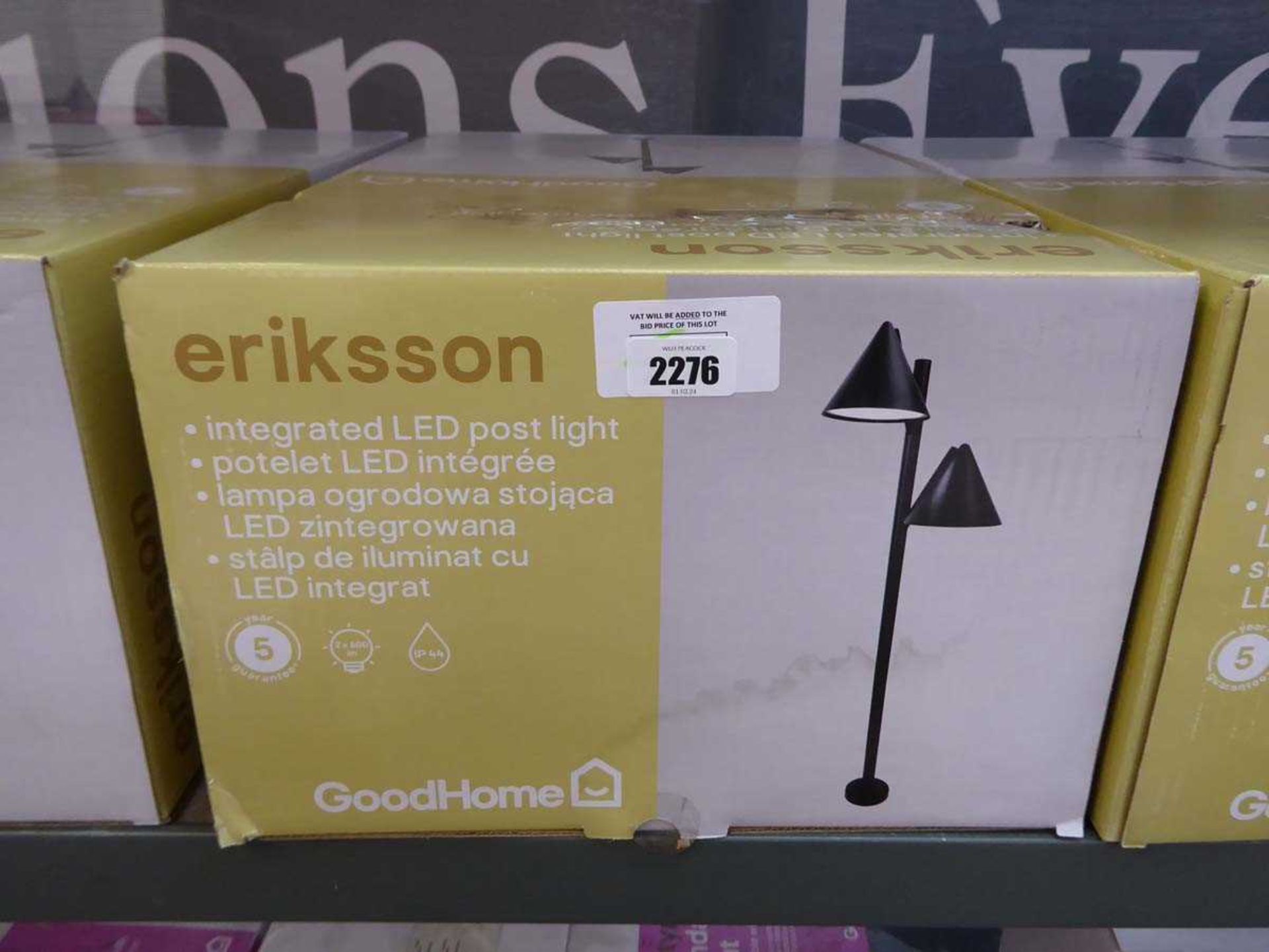 +VAT Boxed Eriksson black integrated LED post light (Grade A stock)