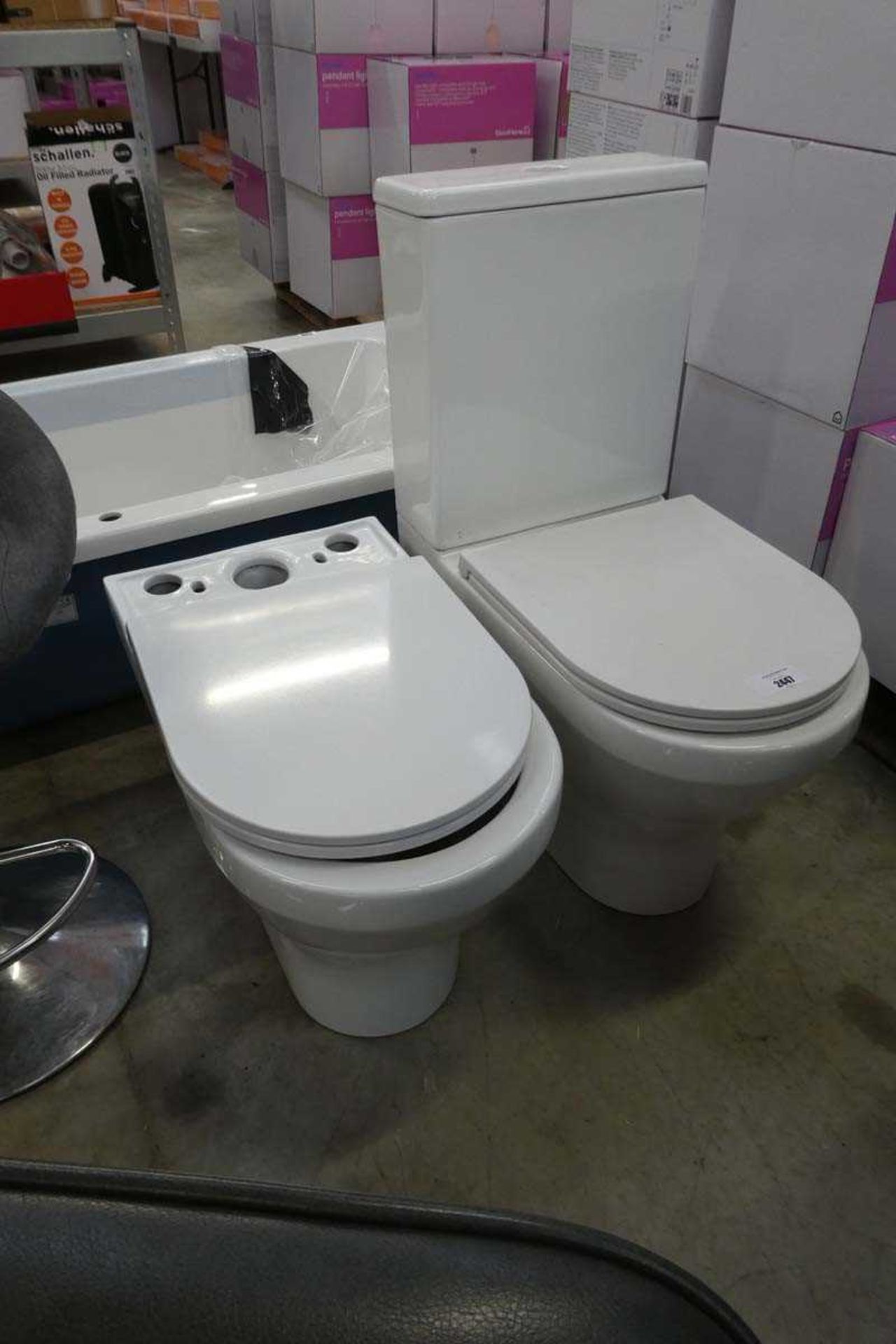 +VAT 2 Tavistock white ceramic WCs (1 with cistern, 1 without)