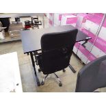 Black manual wind up height adjustable desk with black leatherette office armchair on chrome 5