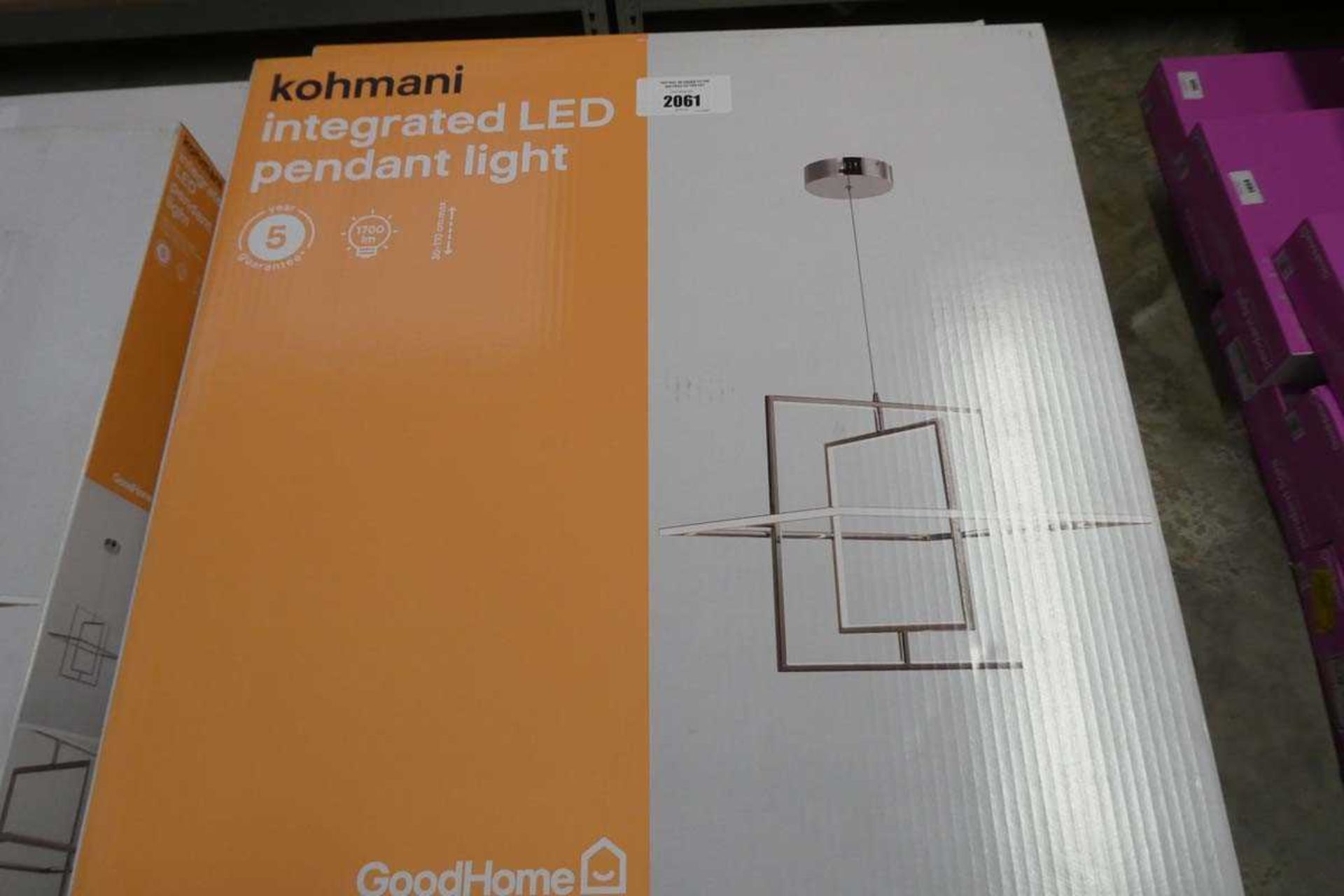 +VAT 2 boxed Kohmani silver coloured integrated LED pendant lights