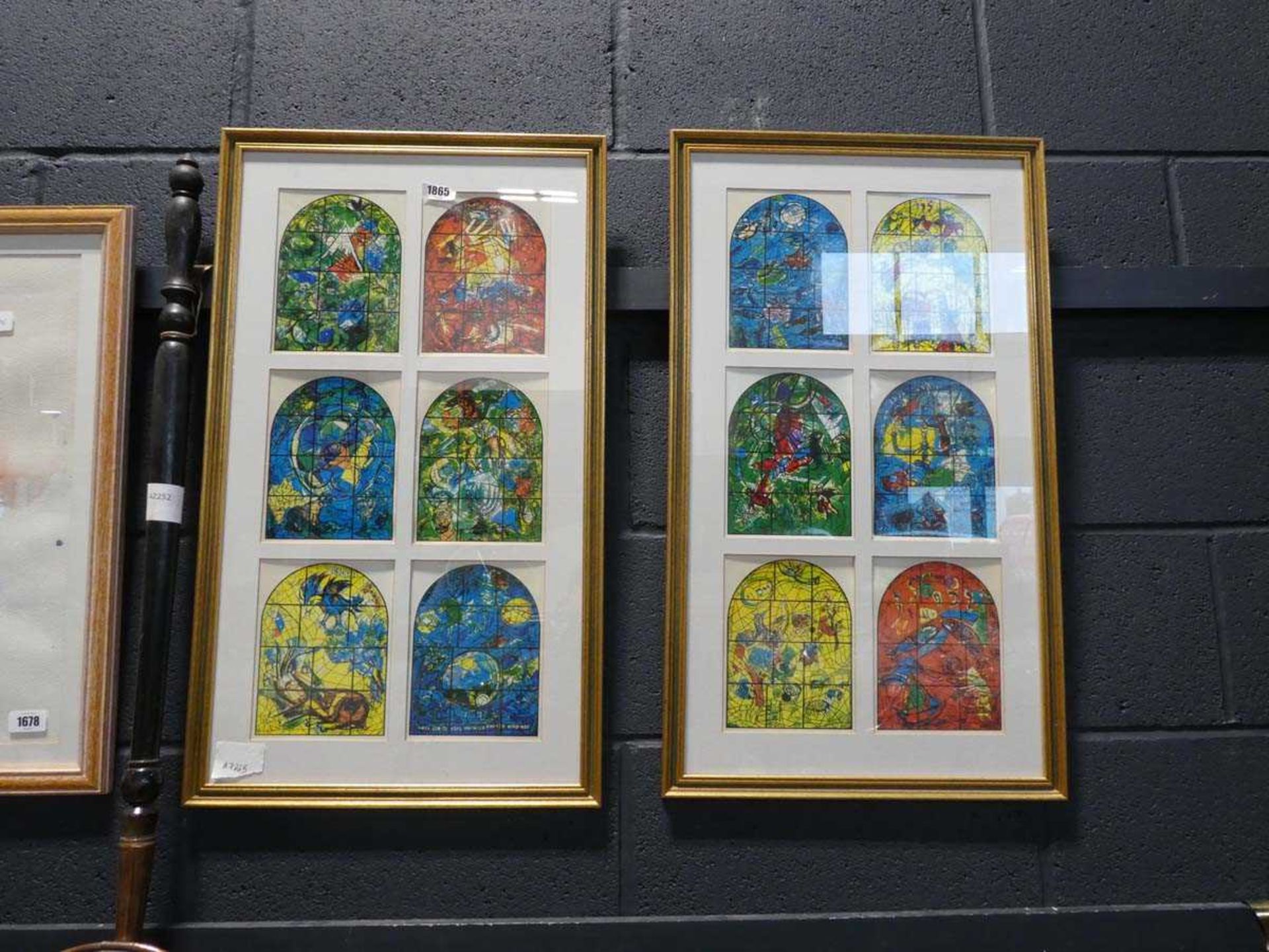 Pair of reproduction Marc Chagall prints "Jerusalem Windows" and "The Two Tribes"