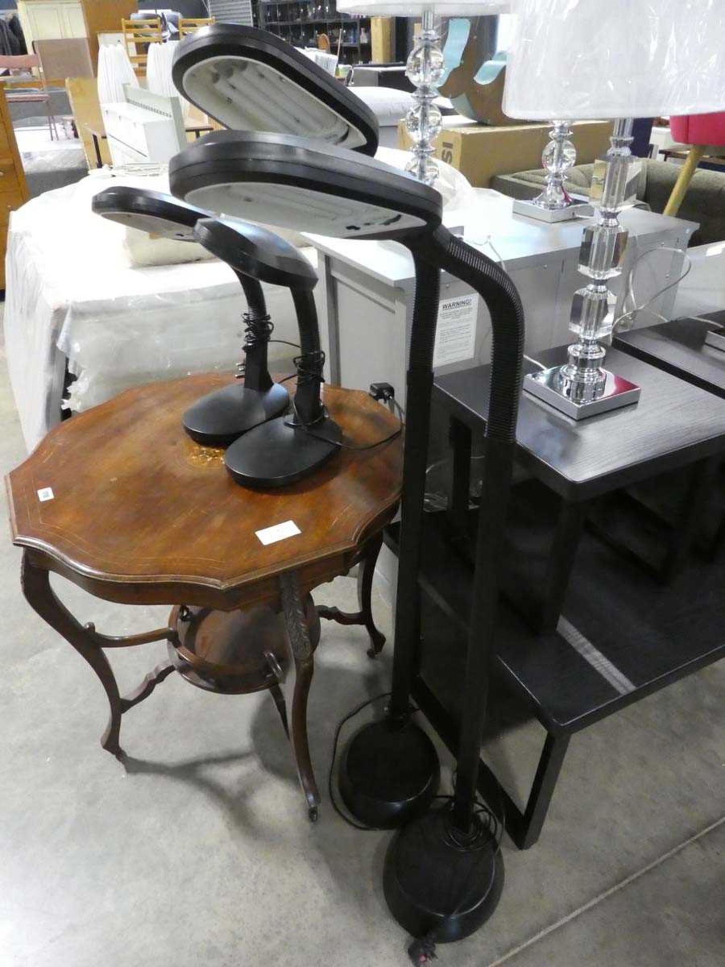 2 pairs of black swan neck lamps including 2 floor standing and 2 desk lights - Image 2 of 2