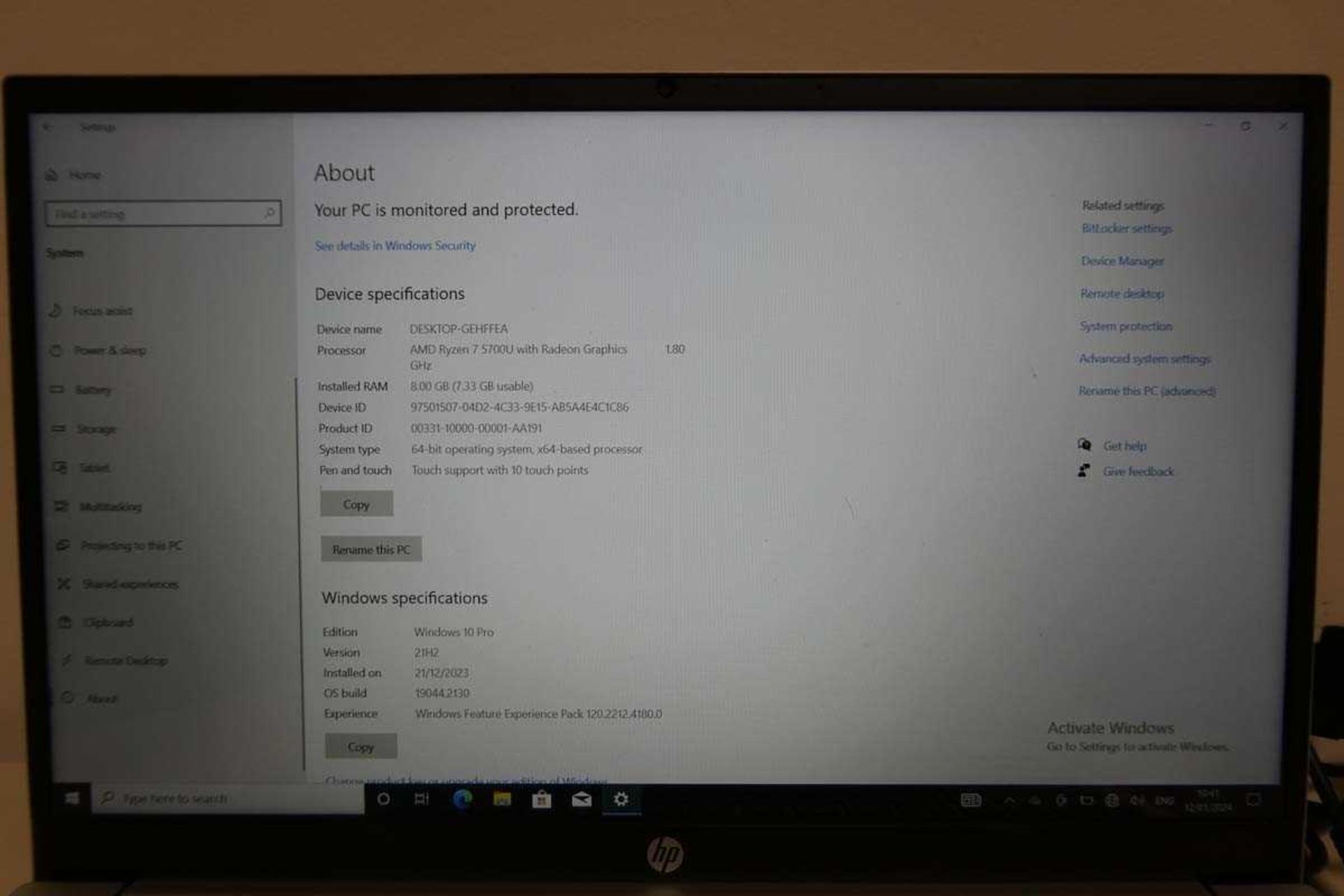 +VAT Boxed HP Pavilion laptop (15-eh1014na) with AMD Ryzen 7 5700U processor, 8GB RAM, 512GB SSD, - Image 10 of 16