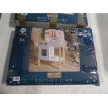 Boxed wooden play kitchen