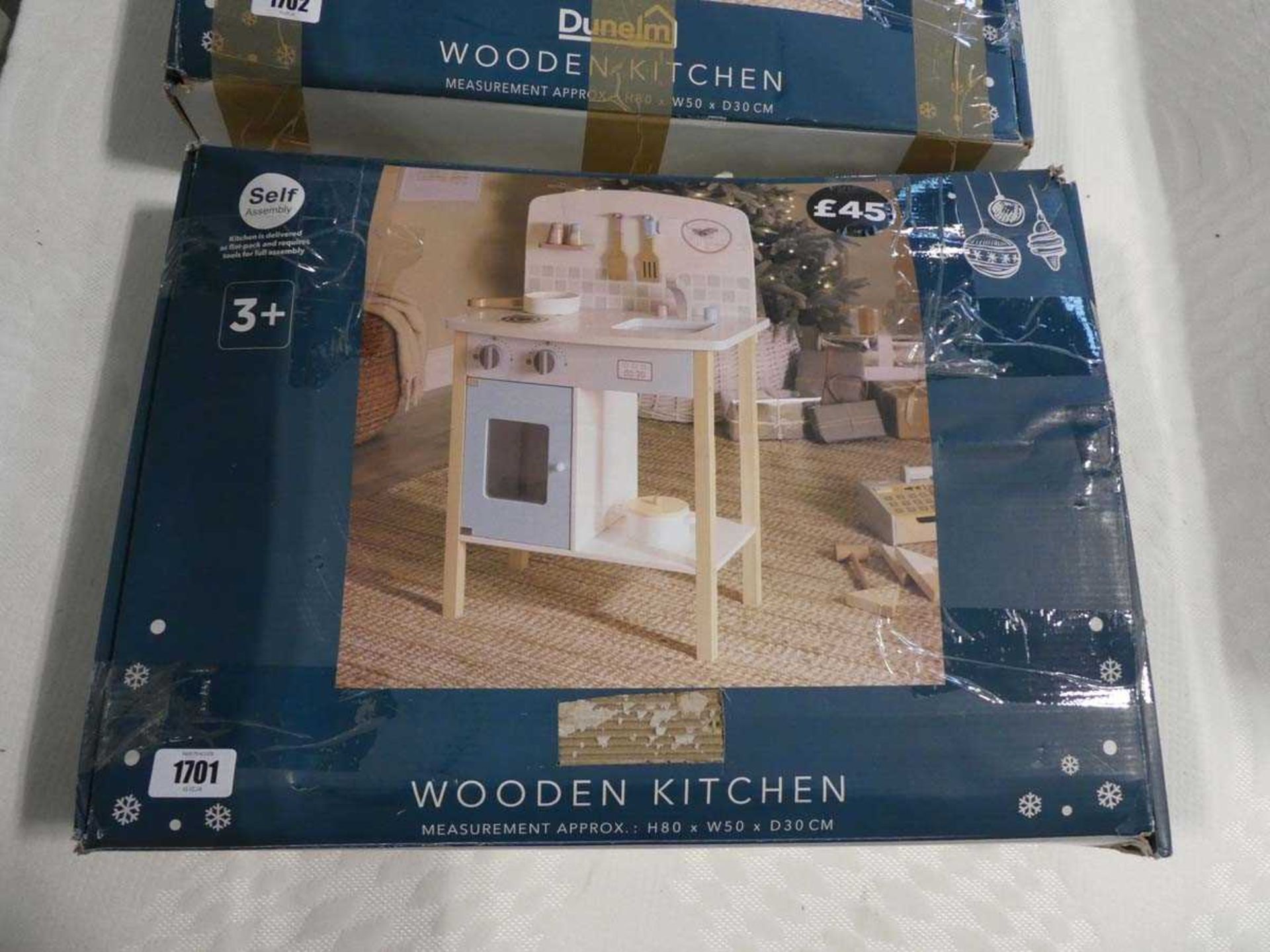 Boxed wooden play kitchen