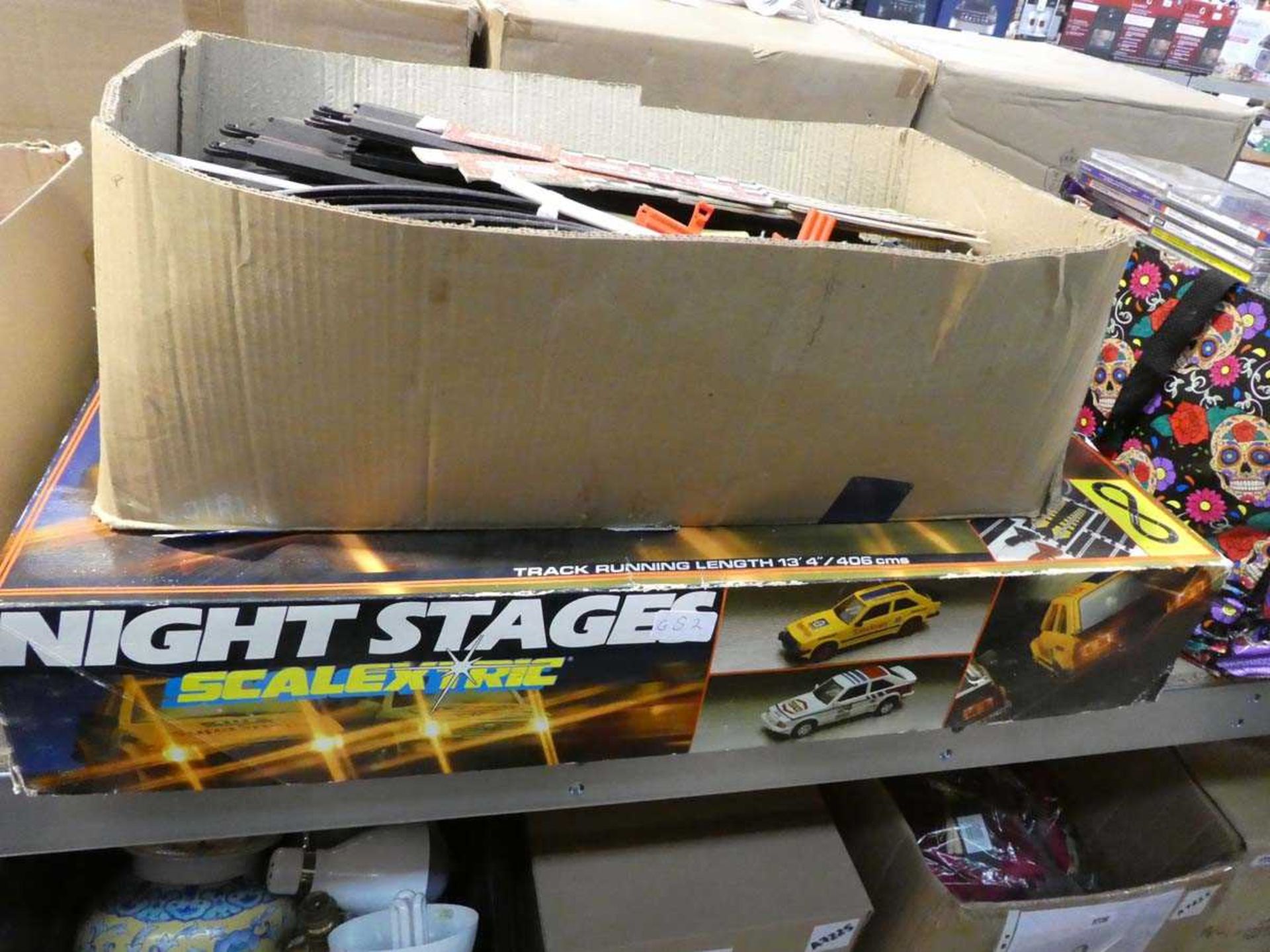 Scalextric Night Stages set with further box of assorted track, together with a box of - Image 2 of 3