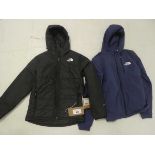 2 x The North Face children's jackets in black and blue both size XL