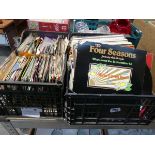 2 crates of vinyl 45 singles and albums