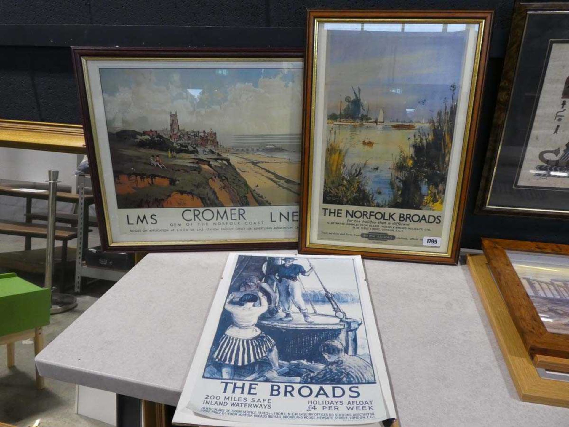 Reproduction LNER posters; Cromer, The Broads and the Norfolk Broads