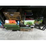 7 boxes of various books including political and sporting biographies, war books, gardening books