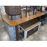Modern wood effect dining table on tapered supports