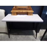 Modern grey bar height breakfast table on black tapered supports