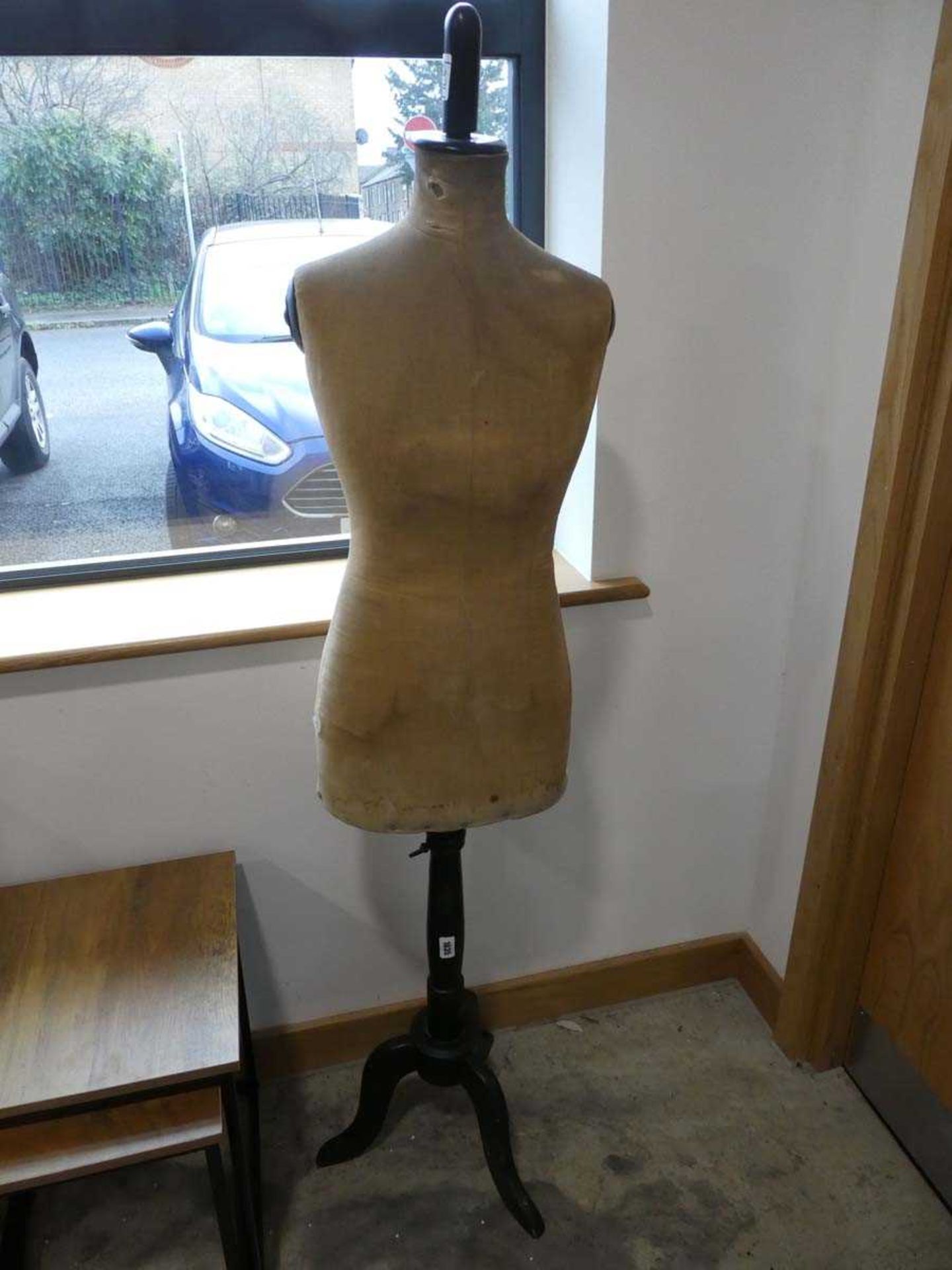 Free standing dressmakers mannequin on turned tripod support