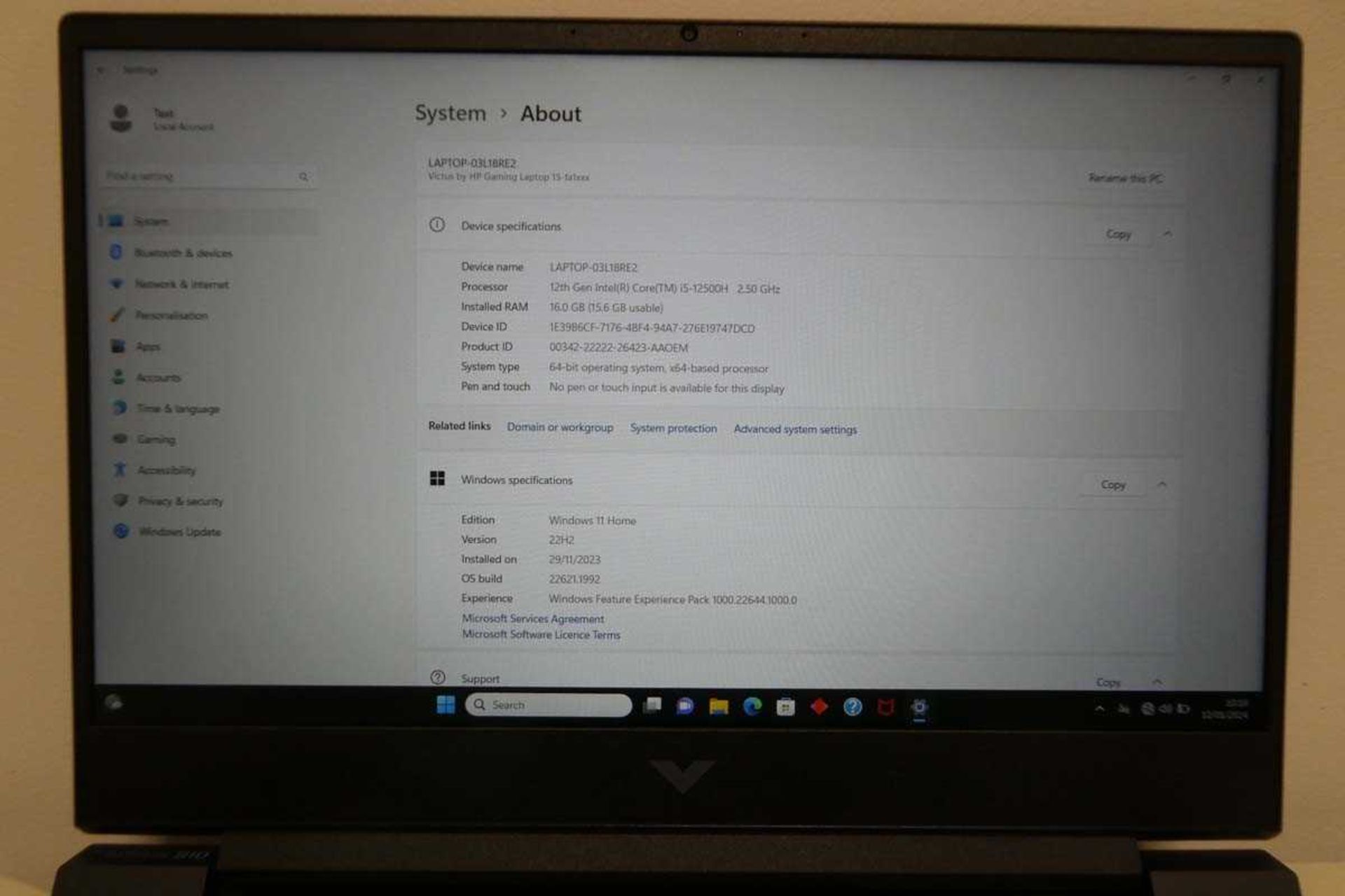 +VAT Boxed Victus by HP gaming laptop (15-fa16na) with 12th Gen Intel Core i5 processor, 16GB RAM, - Image 6 of 16