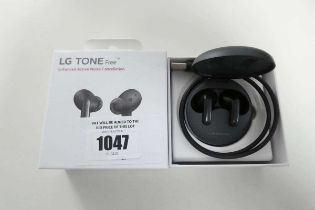 +VAT Boxed pair of LG Tone Free ear buds with charging case and cable