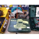 Boxed Bosch sander with 2 various saws