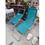 Pair of lifetime garden folding loungers in turquoise
