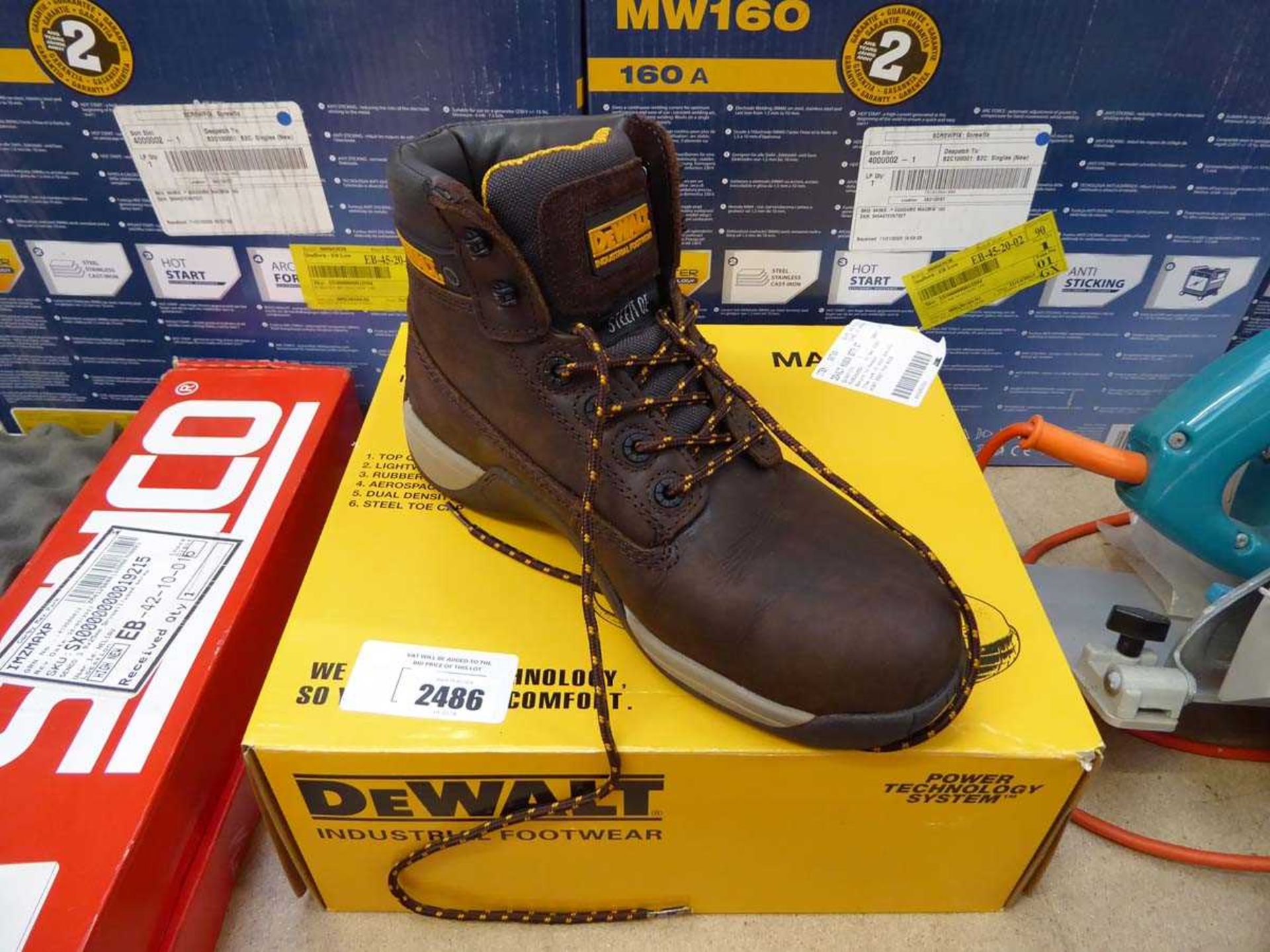 +VAT Boxed pair of DeWalt steel toe cap boots (size 7)